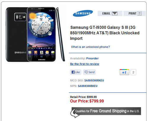 Galaxy S3 pre-order